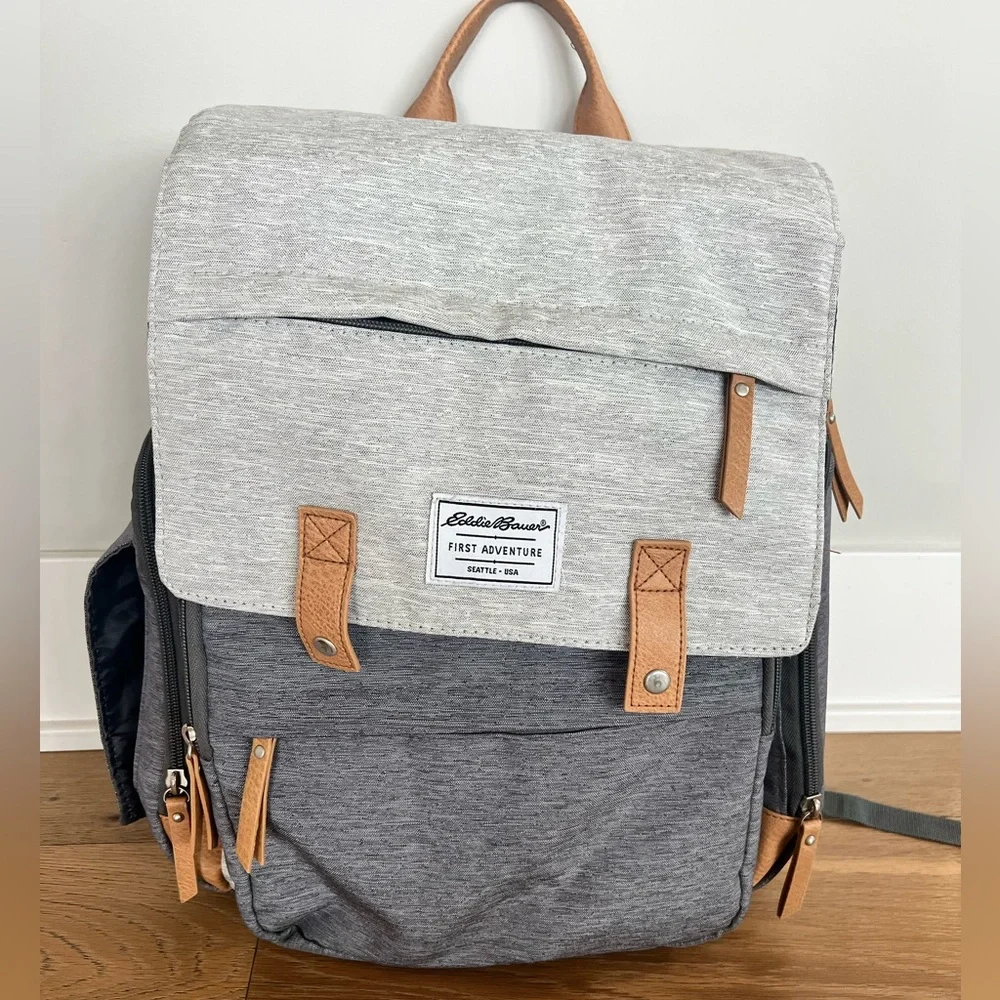 Eddie Bauer Two-Tone Gray Baby Bag Backpack